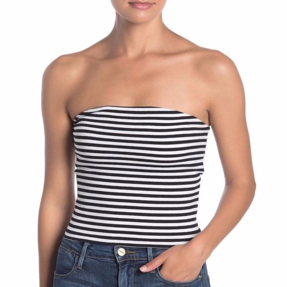 bp Tops - BP. Knit Tube Top Stripe Black and White Size M